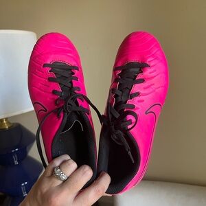 Nike kids Bright Pink soccer cleats
